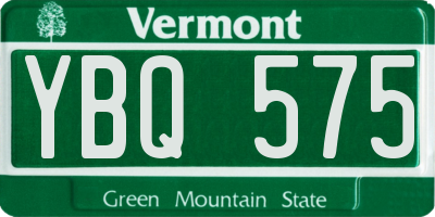 VT license plate YBQ575