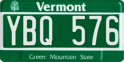 VT license plate YBQ576
