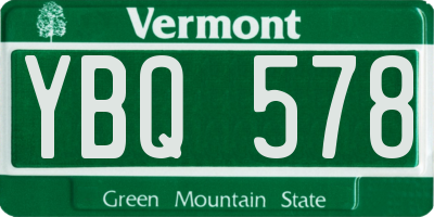 VT license plate YBQ578