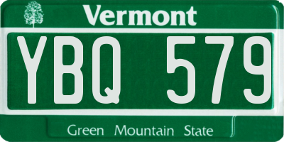 VT license plate YBQ579