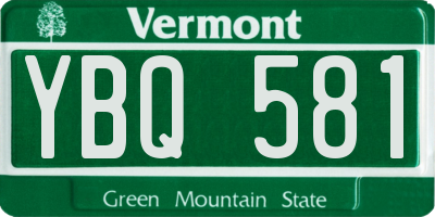 VT license plate YBQ581
