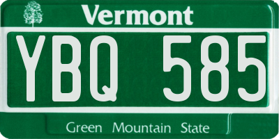 VT license plate YBQ585