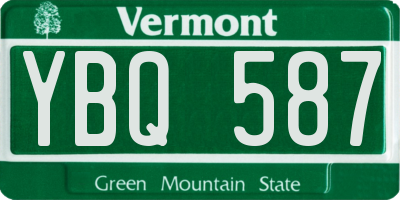 VT license plate YBQ587