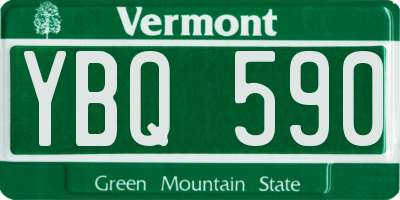 VT license plate YBQ590