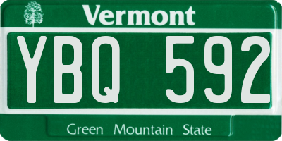 VT license plate YBQ592