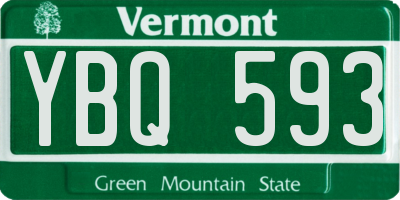 VT license plate YBQ593