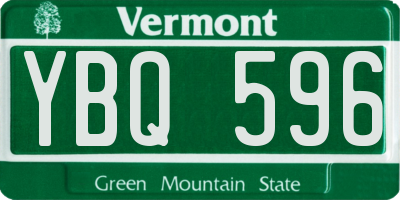 VT license plate YBQ596