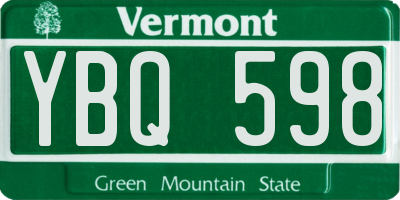 VT license plate YBQ598