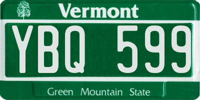 VT license plate YBQ599