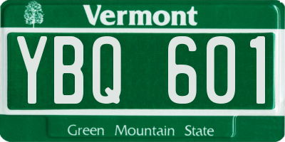 VT license plate YBQ601
