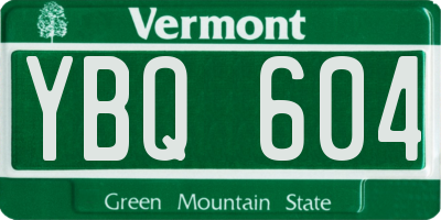 VT license plate YBQ604