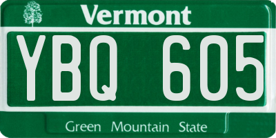 VT license plate YBQ605