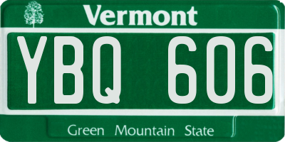 VT license plate YBQ606