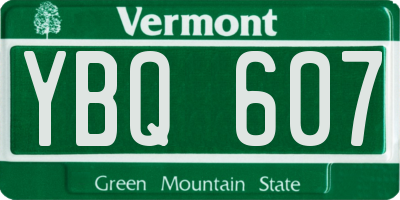VT license plate YBQ607