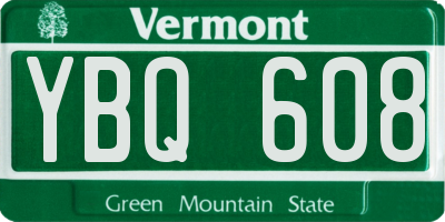VT license plate YBQ608