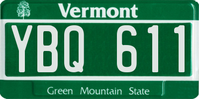 VT license plate YBQ611