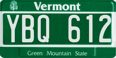 VT license plate YBQ612