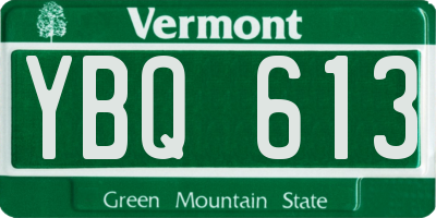 VT license plate YBQ613