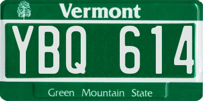 VT license plate YBQ614