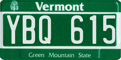 VT license plate YBQ615