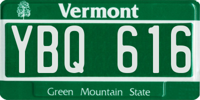 VT license plate YBQ616