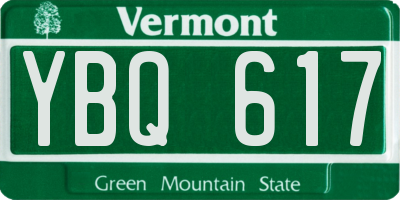 VT license plate YBQ617