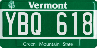 VT license plate YBQ618