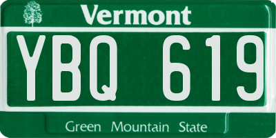 VT license plate YBQ619