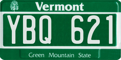 VT license plate YBQ621