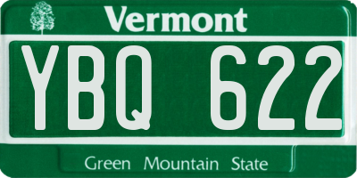 VT license plate YBQ622