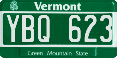 VT license plate YBQ623