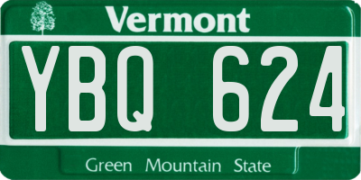 VT license plate YBQ624