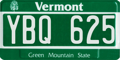 VT license plate YBQ625