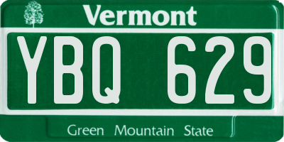 VT license plate YBQ629