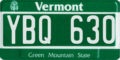 VT license plate YBQ630