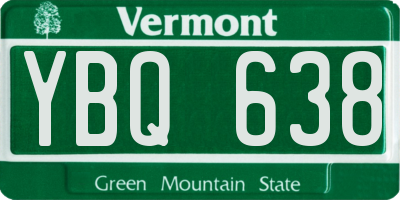 VT license plate YBQ638