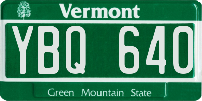 VT license plate YBQ640