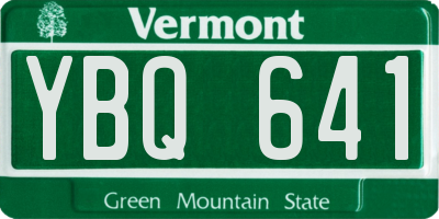 VT license plate YBQ641