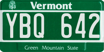 VT license plate YBQ642