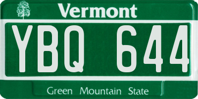 VT license plate YBQ644
