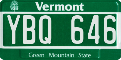VT license plate YBQ646