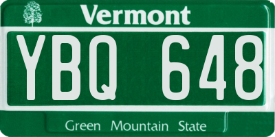 VT license plate YBQ648