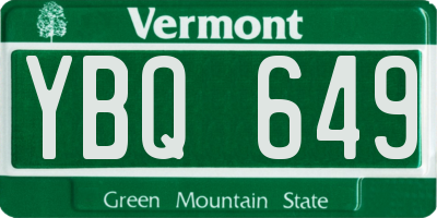 VT license plate YBQ649