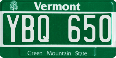 VT license plate YBQ650