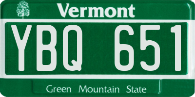 VT license plate YBQ651