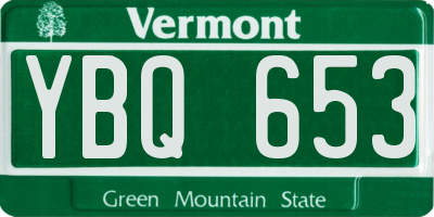 VT license plate YBQ653