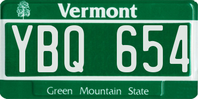 VT license plate YBQ654