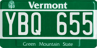 VT license plate YBQ655