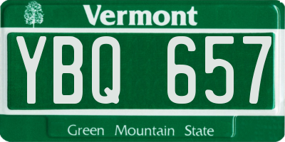 VT license plate YBQ657