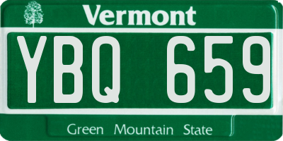 VT license plate YBQ659